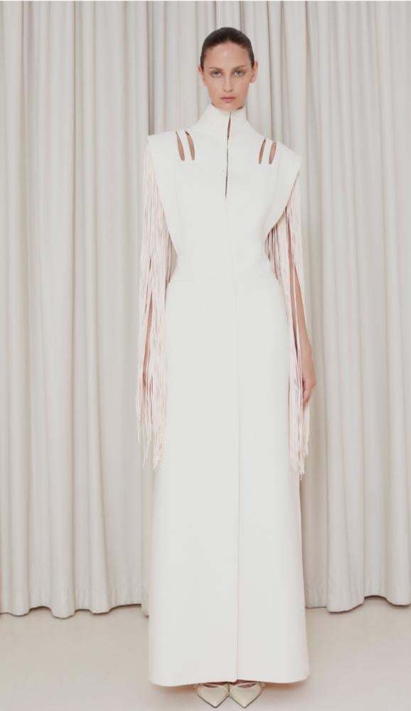 MELTEM فستان بستايل جاكيت وهدب على الأكمام