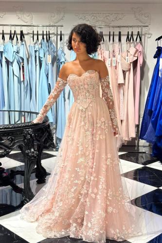 CERCIS فستان دانتيل كورسيه بمورد و أكمام منفصلة