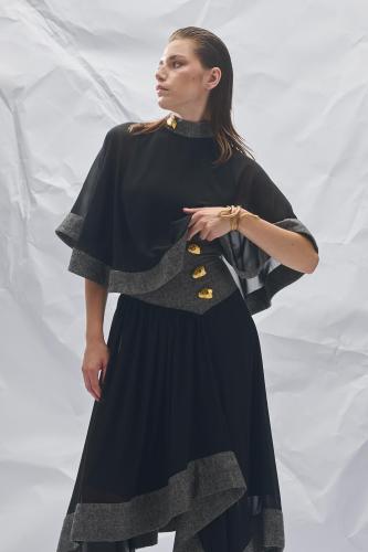 طقم عصري من الشيفون و اطراف الصوف