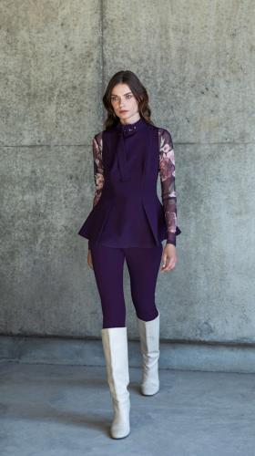 طقم كريب خريفي موف بربطة عنق