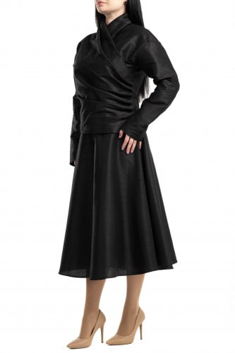 T.A.G.Gطقم حرير و لينن طبيعي بكسرات جانب الخصر