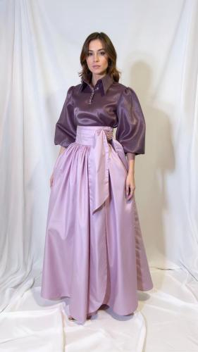 طقم تفته مطرز بكرستال بنفسجي