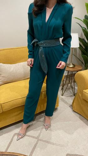 جمبسوت أخضر بحزام ستراس طارق ايديز