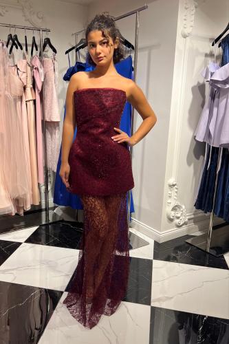 CERCIS طقم من الدانتيل الفرنسي توب وتنورة