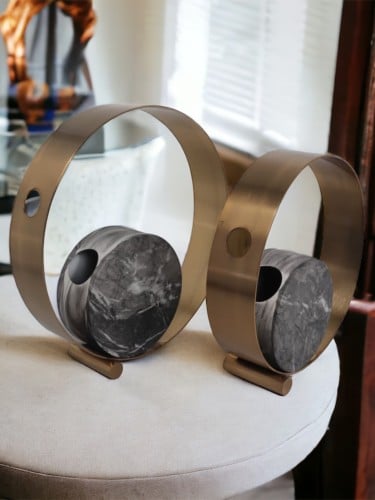 فازه معدن رمادي وإطار ذهبي