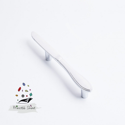 469 - مقبض بشكل سكين لون ( فضي ) - قطعتين