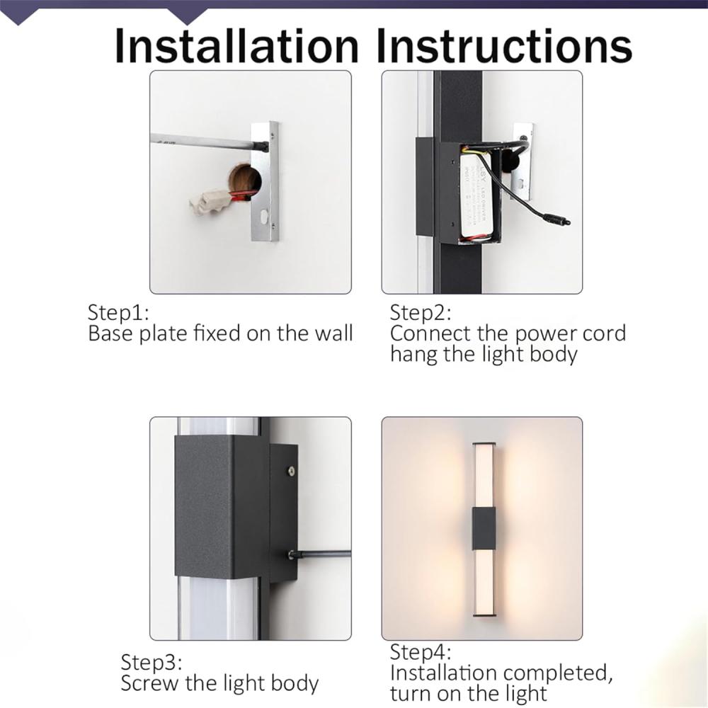 أبليك جداري LED 24W خارجي LED Wall Lamp – مقاوم للماء IP65