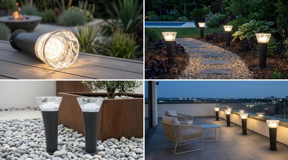 عمود إنارة حدائقي مودرن P9063 بمقاسات 30سم / 60سم / 80سم