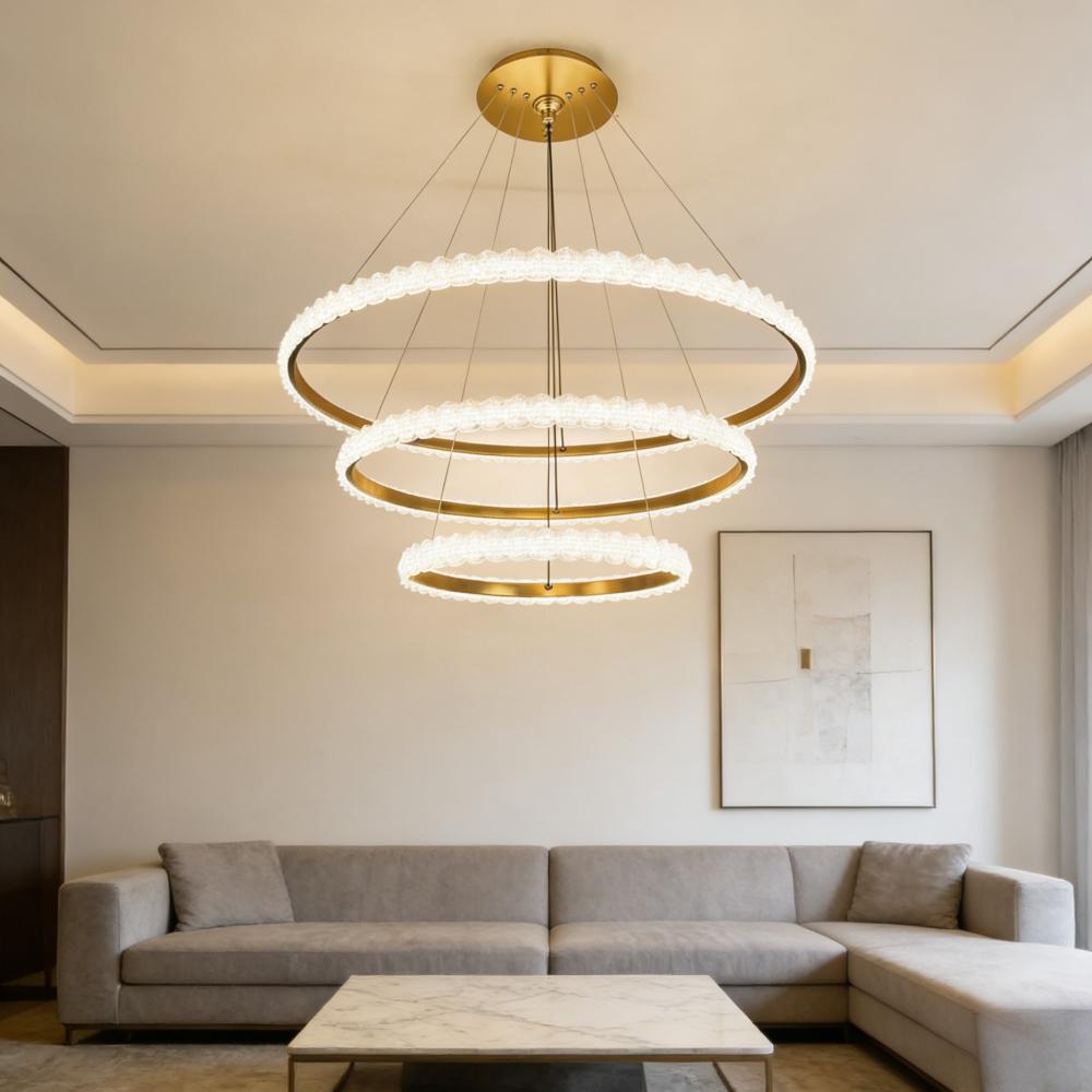 ثريا كريستال تريو هالة LED ثلاثية الألوان – موديل ML-PL026GD