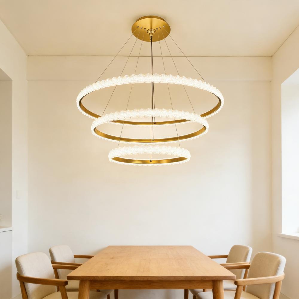 ثريا كريستال تريو هالة LED ثلاثية الألوان – موديل ML-PL026GD