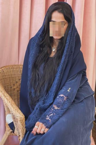 عباية كوبرى بأطراف دانتيل - كحلي