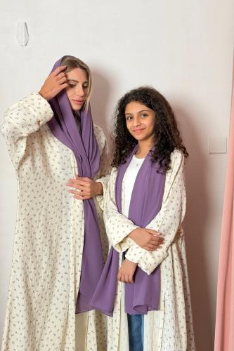 طقم عباية للأم والبنت Mommy & Me - ورد موف