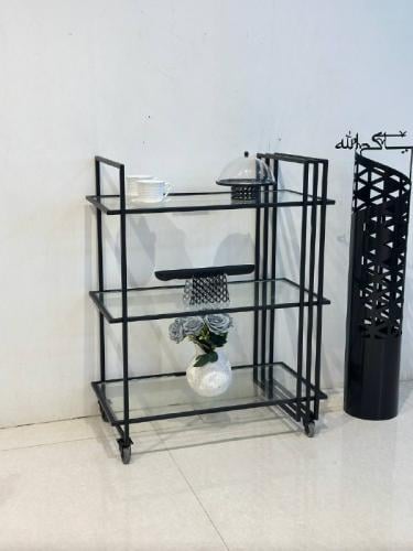 عربية تقديم أسود 3 دور زجاج شفاف