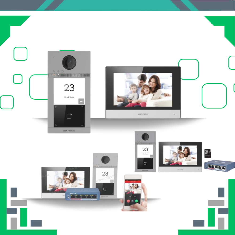 انتركوم شبكي واي فاي مع جرس بكاميرا ملونة   Hikvision Video Intercom Kit Network DS-KIS604-P