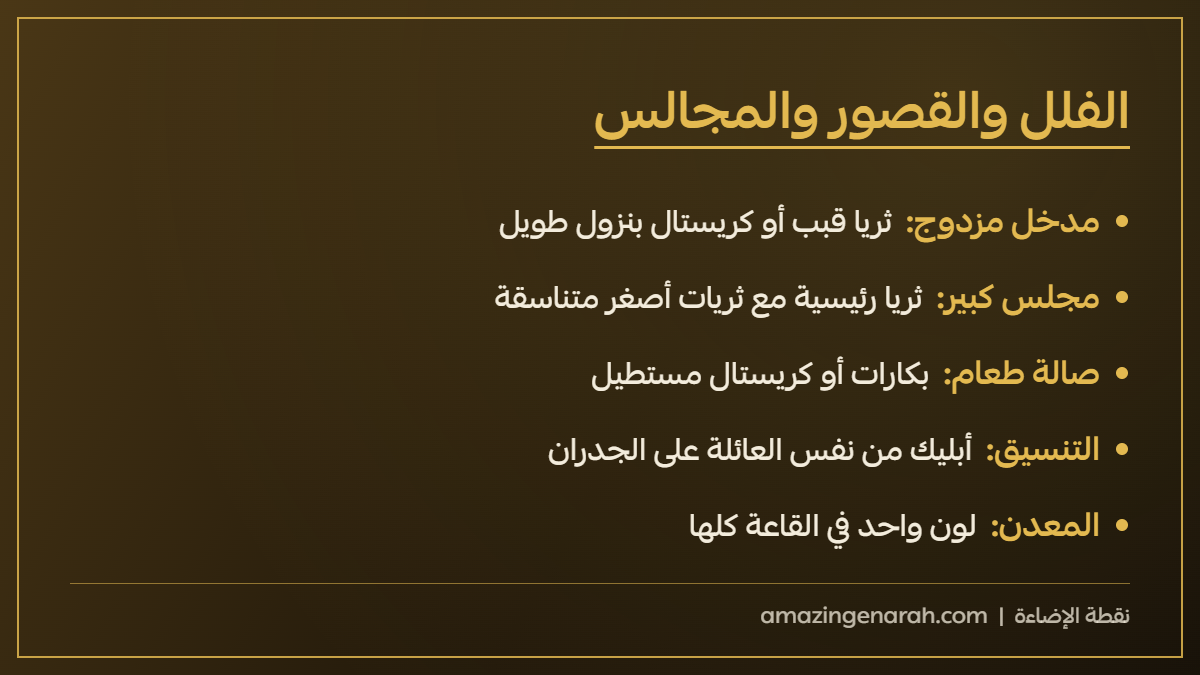 الثريات الفخمة للفلل والقصور والمجالس