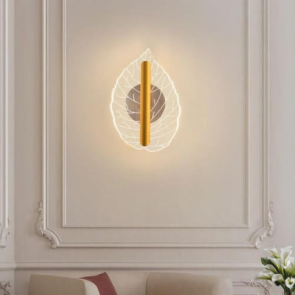 إضاءة جدارية ذهبية اكريليك بتصميم ارت ديكو | ثلاثة اضاءات ليد LED