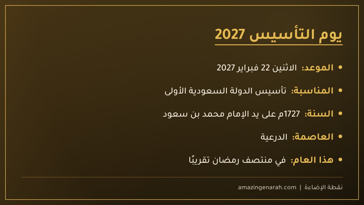 موعد يوم التأسيس 2027