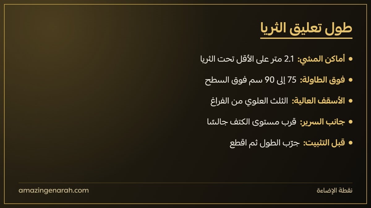 طول تعليق الثريا الكريستال