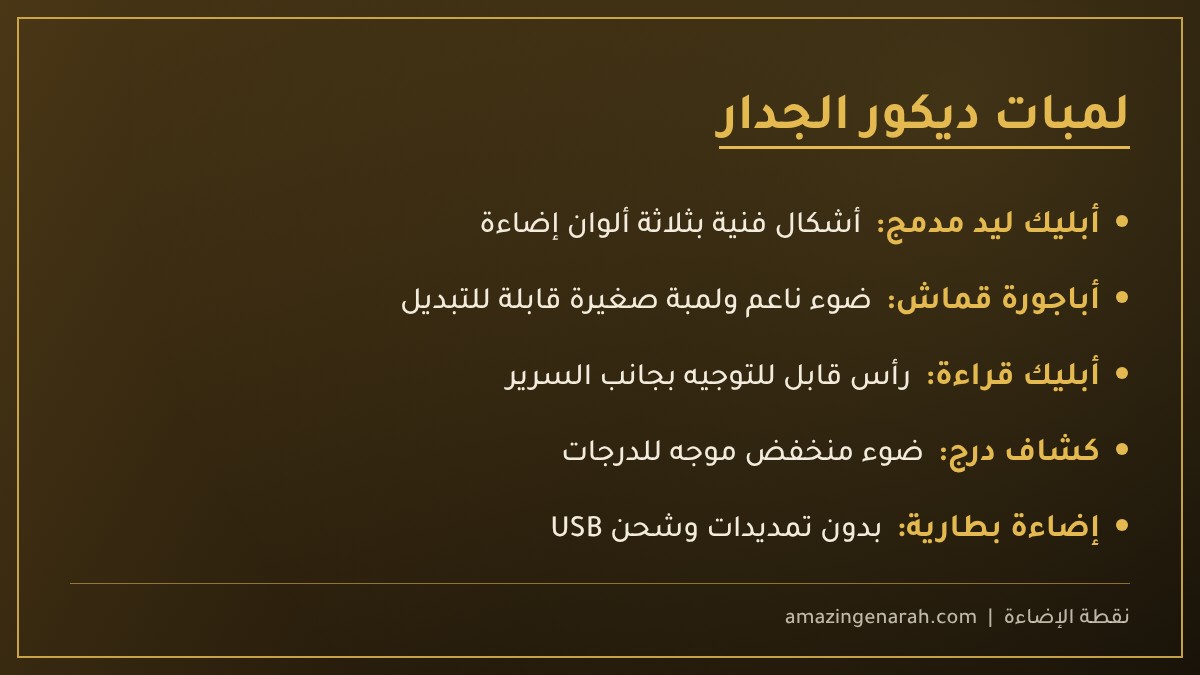 أشكال لمبات ديكور الجدار والأباليك