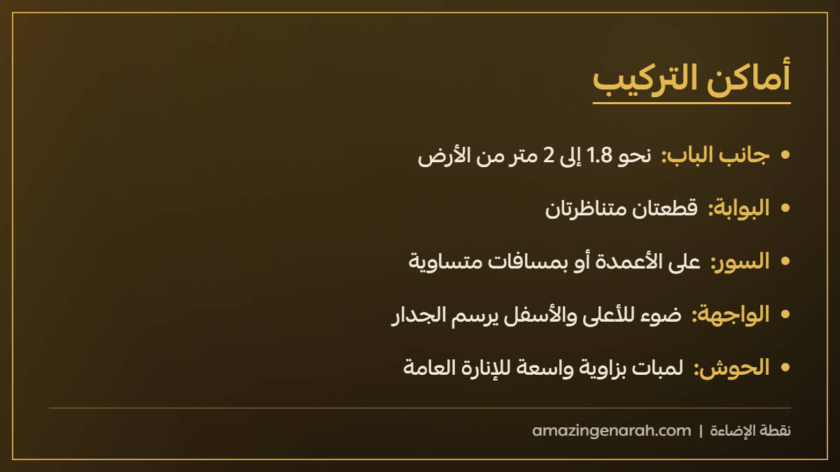 أماكن تركيب الإضاءة الجدارية الخارجية
