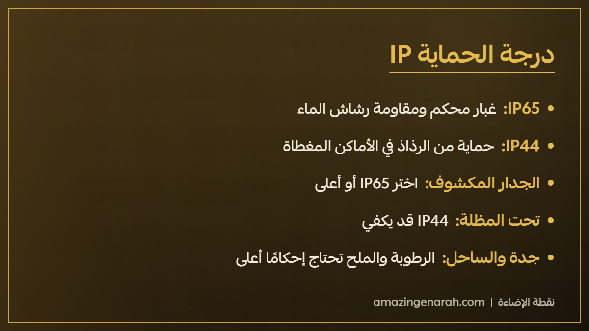 درجة الحماية IP للإضاءة الخارجية