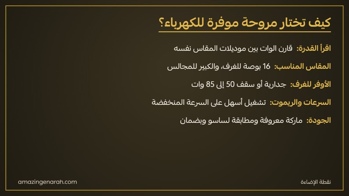 نصائح اختيار مروحة موفرة للكهرباء