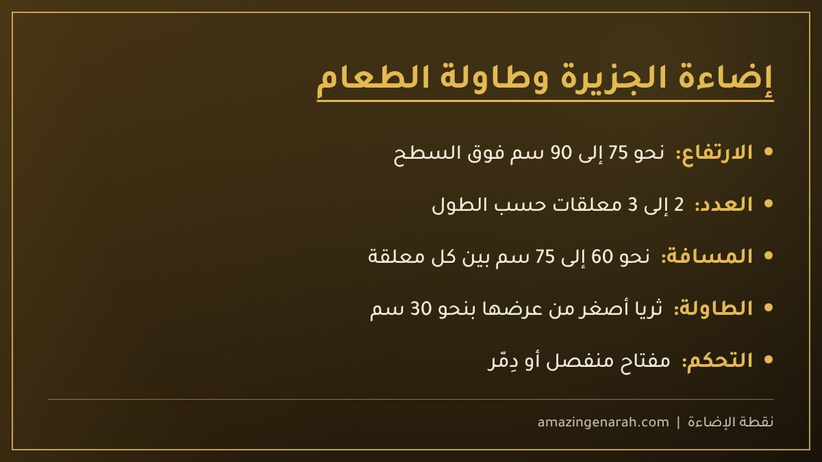 إضاءة جزيرة المطبخ وطاولة الطعام