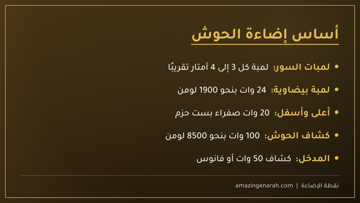 أساس اضاءة الحوش الخارجية