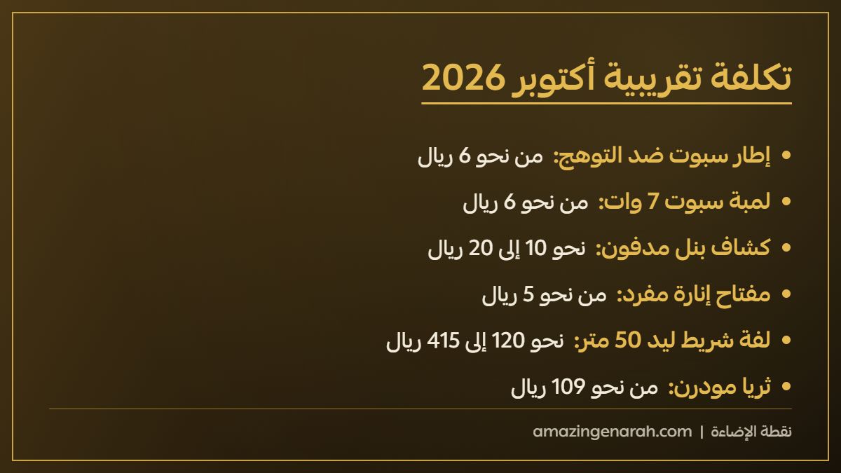 تكلفة منتجات تأسيس الإنارة