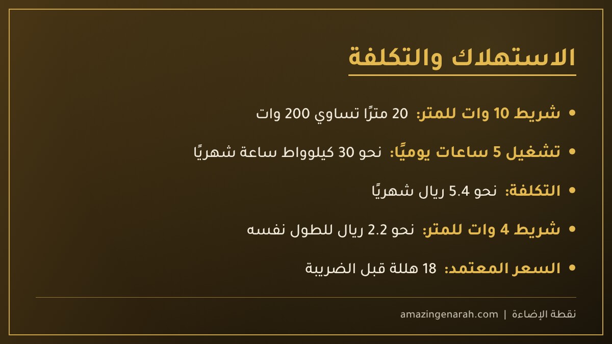 استهلاك الإضاءة المخفية للكهرباء