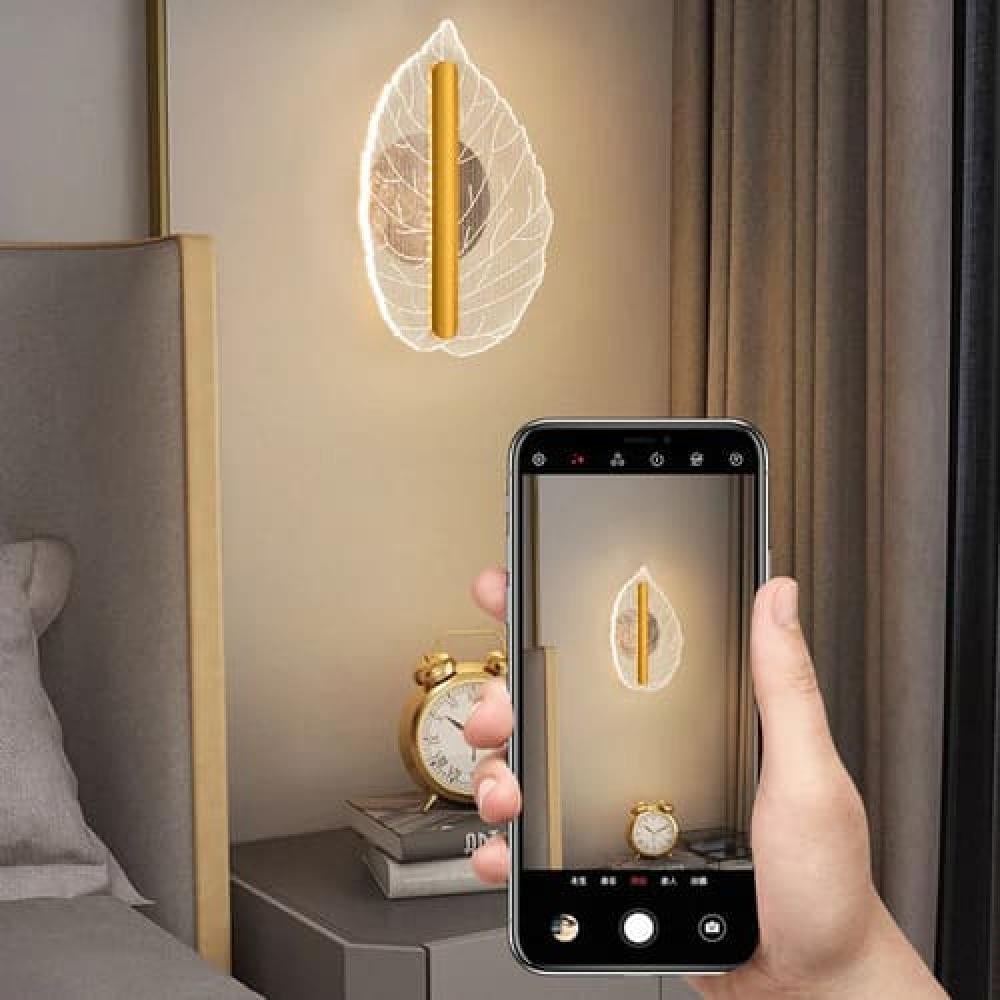 إضاءة جدارية ذهبية اكريليك بتصميم ارت ديكو | ثلاثة اضاءات ليد LED