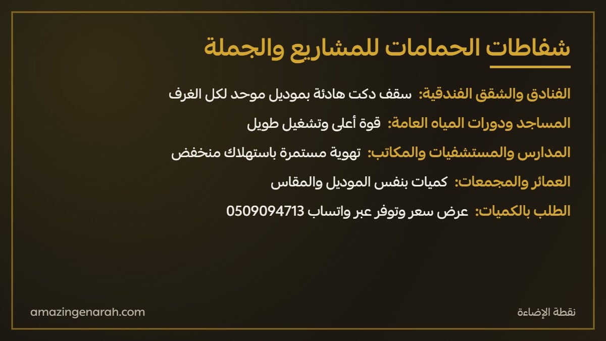 توريد مراوح شفط الحمامات للمشاريع والفنادق والمساجد