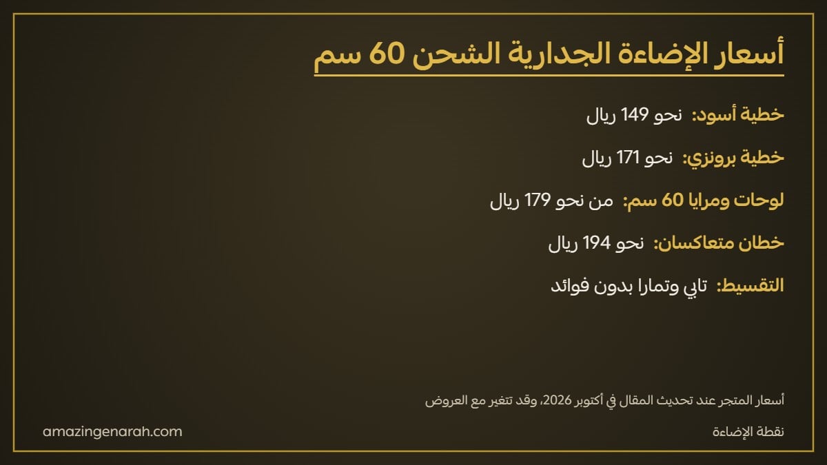 أسعار اضاءة جدارية شحن 60 سم في السعودية