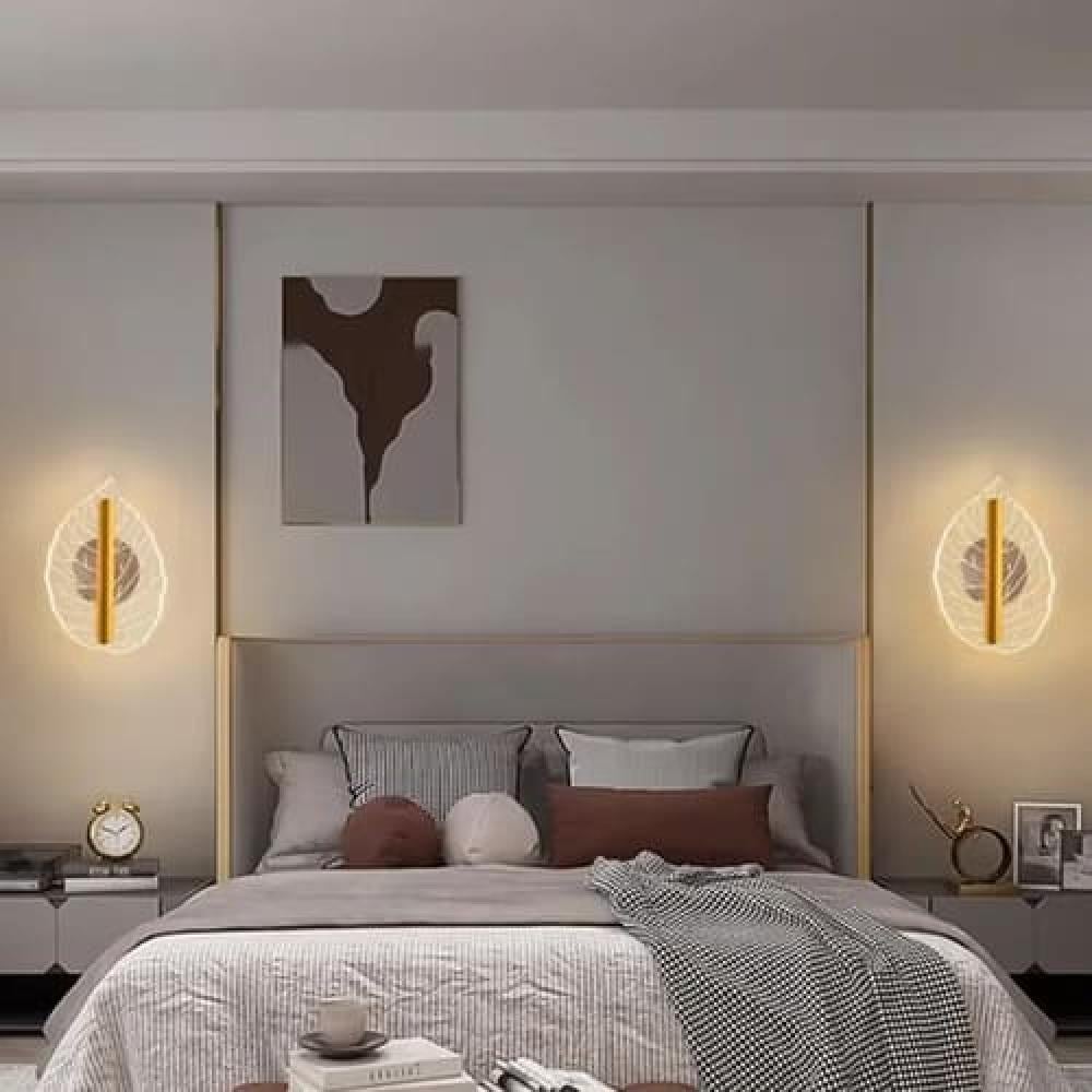 إضاءة جدارية ذهبية اكريليك بتصميم ارت ديكو | ثلاثة اضاءات ليد LED