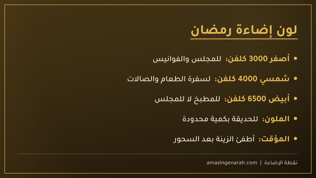 لون إضاءة رمضان المناسب