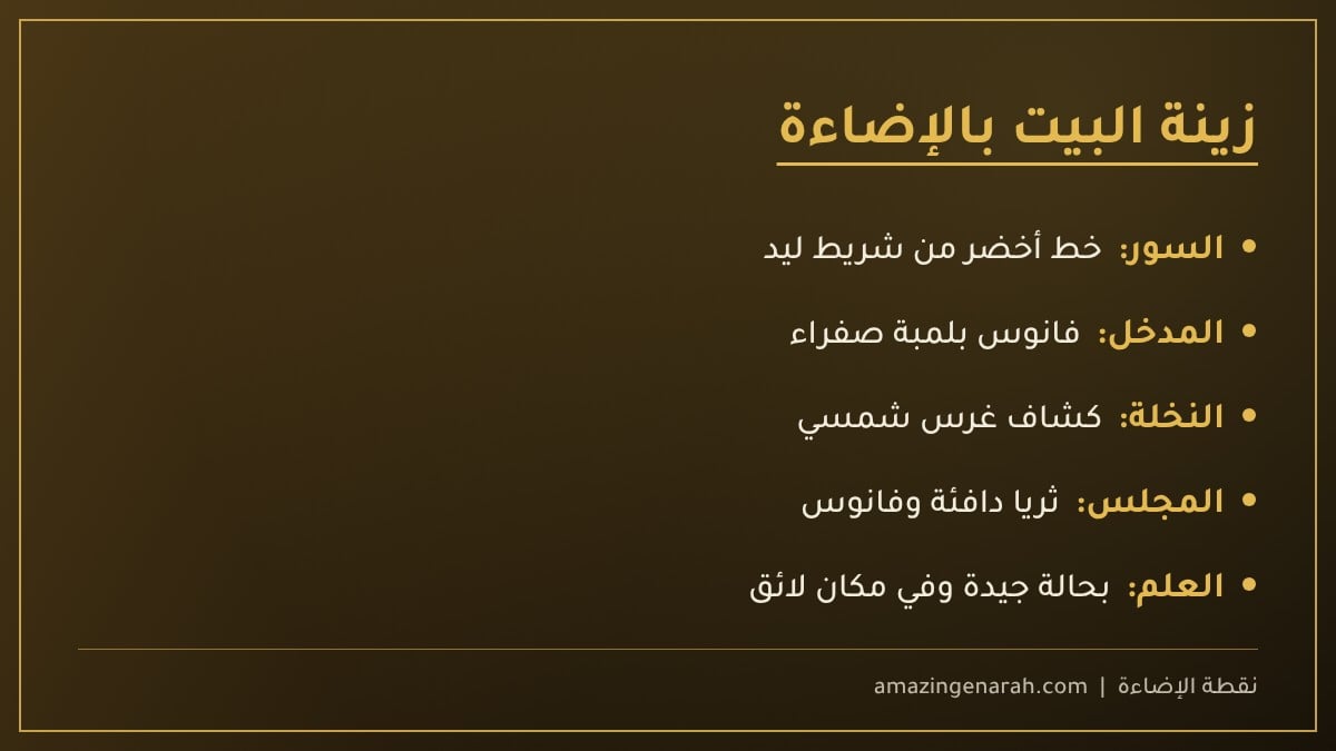 زينة البيت بالإضاءة في يوم التأسيس