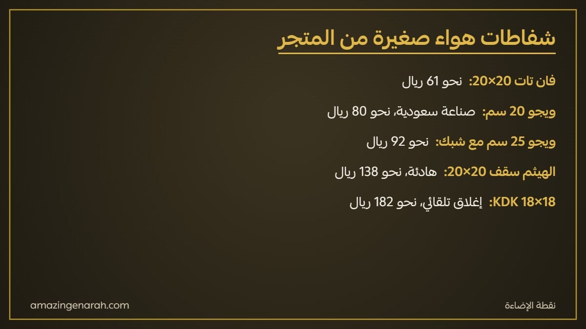 موديلات شفاط هواء صغير جداري وسقف فان تات وويجو وKDK والهيثم