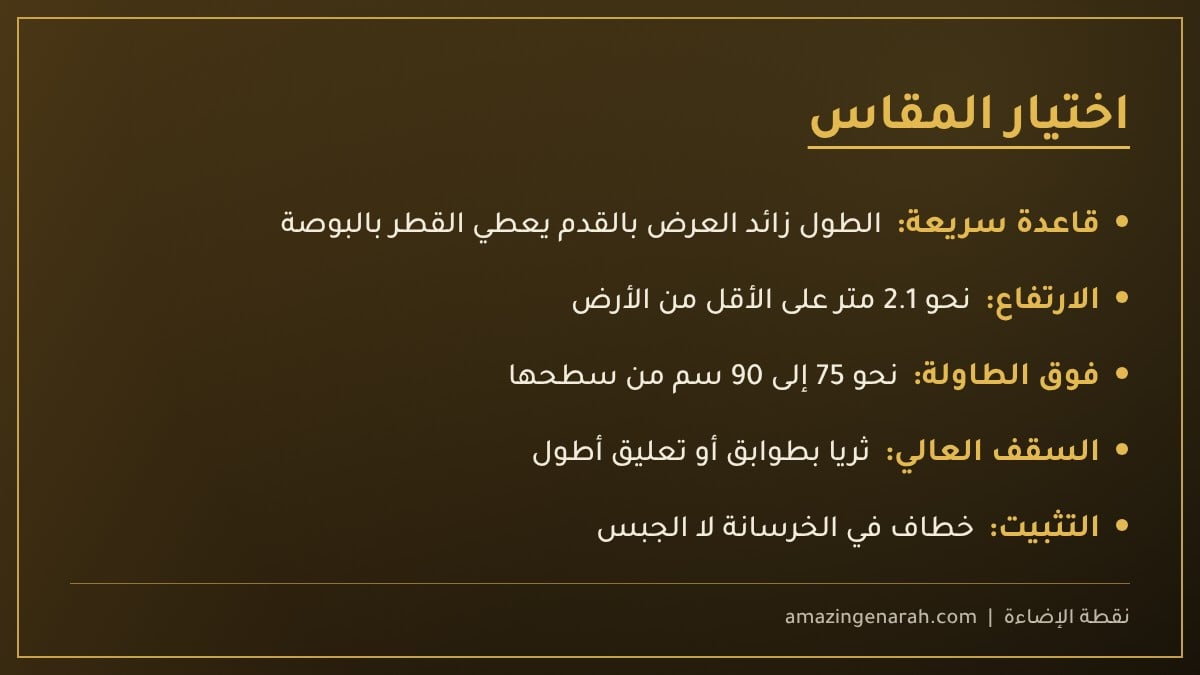 اختيار مقاس الثريا