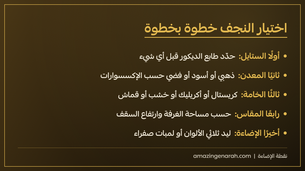 خطوات اختيار النجف المناسب للديكور