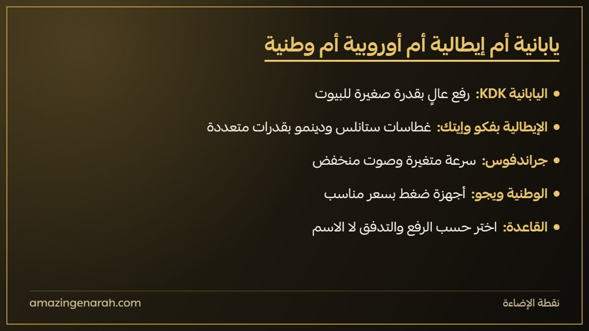 مقارنة مضخات الماء اليابانية والإيطالية والأوروبية والوطنية