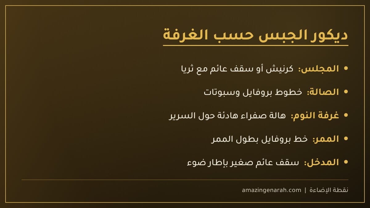 ديكور جبس بإضاءة مخفية لكل غرفة