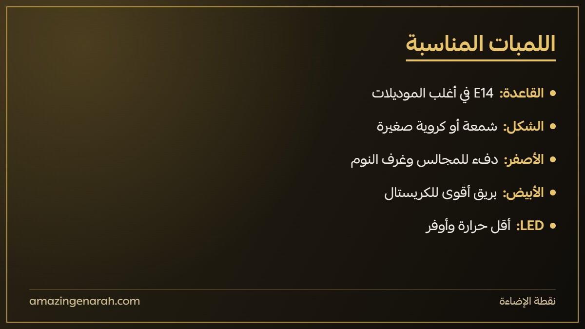 اللمبات المناسبة للثريا الكريستال