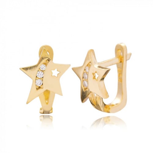 أقراط ثابتة جاذبية لاتقاوم على شكل نجمة مشعة بأحجار شفافة من الزيركون مطلية بالذهب -من مجموعة نفيس هدايا مجوهرات هدية نسائية فاخرة 4064