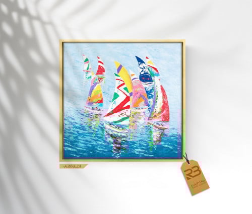 لوحة جدارية تصميم قوارب شراعية (رقم المنتج RB-14-26)