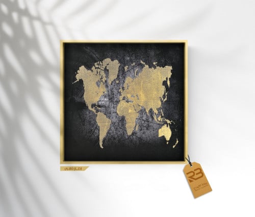 لوحة جدارية تصميم خريطة العالم (رقم المنتج RB-4-14)