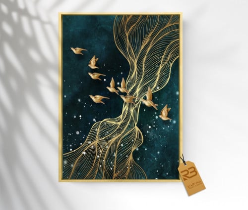 لوحة جدارية تصميم مودرن ذهبي  (رقم المنتج RB-5)