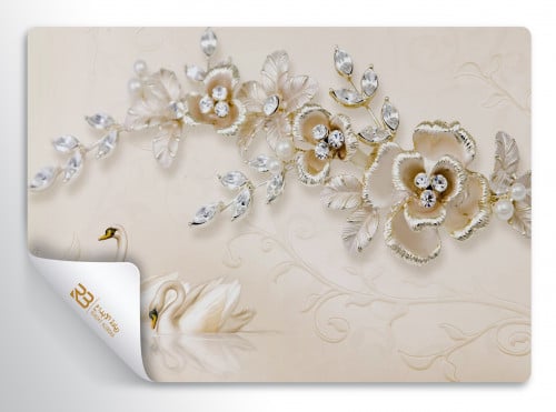 ورق جدران تصميم ورد ذهبي (رقم المنتج RB-W-22)