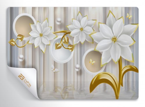 ورق جدران تصميم ورد ذهبي (رقم المنتج RB-W-32)