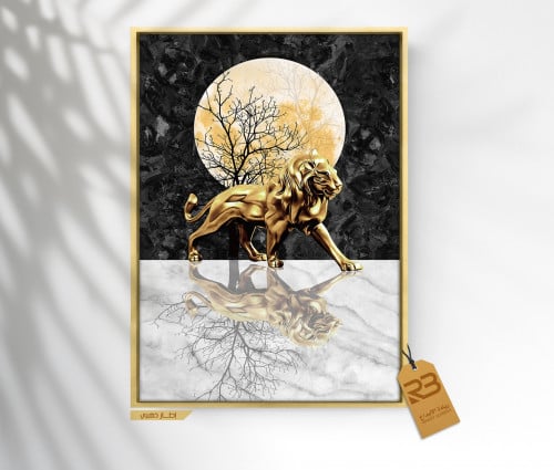 لوحة جدارية تصميم اسد ذهبي (رقم المنتجRB-2-1)