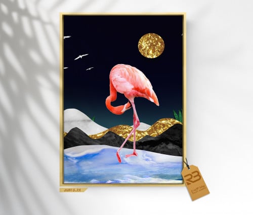 لوحة جدارية تصميم طائر الفلامنقو (رقم المنتج RB-3-3-2 )